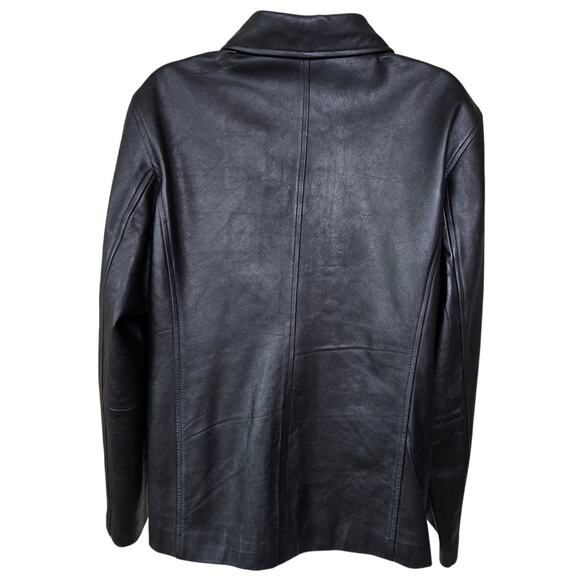 Vintage J.G. Hook Black Leather Jacket Button Up Lined Women's L - Picture 2 of 6